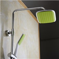 Contemporary Solide Brass Shower Set, Bathroom Wall Mounted Rainfall Shower Faucet, Mixer Shower Faucet with Green Shower Head