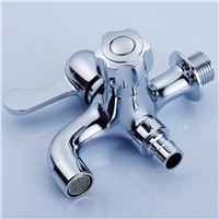 Fashion high quality outdoor faucet for Garden brass Garden double use Bibcock washing machine faucet chrome finished DONA4519A