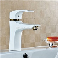 Luxury Grilled White Painted Basin Faucet Deck Mounted Bathroom Hot&amp;Cold Water Mixer ZR565