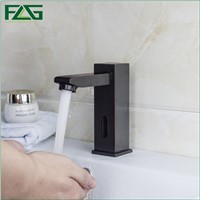 FLG Black Square Sensor Faucet Automatic Inflrared Sensor Hand Touch Free Tap Mixer Oil Rubbed Bronze Sink Mixer ,Battery Power