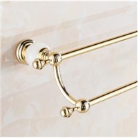 High Quality double Towel Bar,Wall Mounted Towel Holder, Towel rack Solid Brass &amp;amp;amp; Jade Made Gold Finish Towel Rail