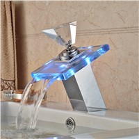 Wholesale And Retail Promotion Bathroom Sink Faucet LED Colors Mixer Tap Deck Mounted