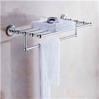 Antique Double Layer Chrome Towel Rail Wall Mount Brass Polished Towel Rack Towel Bar Bathroom Shelf Bathroom Products FC0