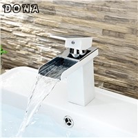 Oil rubbed bronze waterfall bathroom faucet Vessel sink waterfall black mixer taps square spout DONA4014B