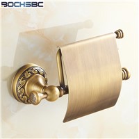 BOCHSBC Antique Copper Roll Paper Holder European Retro Creative Toilet Paper Holder Relief Base Toilet Paper Sucker Holder