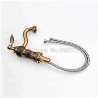 DHL Vintage style antique faucet gold finish bathroom hot cold mixer faucet 360 swivel single handle water tap KF930