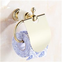 High Quality Gold Toilet Paper Holder ,Solid Brass and Jade Paper Roll Holder, New Tissue Holder, -Bathroom Accessories Products