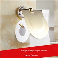 BOCHSBC Toilet Roll Paper Holder Rack European Golden Antique Toilet Paper Holder Bathroom Paper Towel Holder