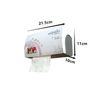 BOCHSBC Cartoon Print Toilet Tissue Box Eco-friendly Durable Plastic Tissue Holder Bathroom Non Drilling Paper Holder