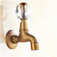 Antique brass Crystal handle washing machine tap single cold mop sink faucet single cold mop tap garden cold garden tap