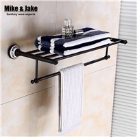 Whole brass Blackend Antique ceramic bath towel rack bathroom towel shelf bathroom towel holder Antique black Double towel shelf