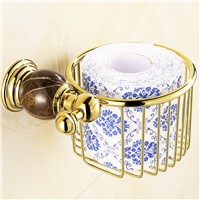 European Solid Brass Gold Paper Basket Paper Holder Vintage Polished Chrome Marble Paper Box Wall Mount Bathroom Accessories l10
