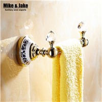 Luxury Golden Crystal Solid Brass Towel Rail Single Towel Bar Bathroom Towel Holder Bathroom Accessories 18cm length