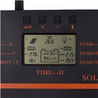 60A PWM Auto Switch intelligent Solar Charger Controller 12V/24V LCD display Discharge With USB Fr Solar Battery Panel Regulator