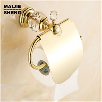 Luxury crystal brass gold paper box roll holder toilet gold paper holder tissue box Bathroom Accessories bath hardware