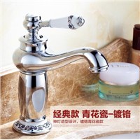 Bathroom Basin Faucet torneira Vanity Sink Mixer water Taps Blue and white porcelain Faucet Mixer Brass Retro Taps