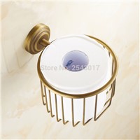 Bathroom Accessories Toilet Roll Paper Holder High Quality Antique Bronze Finish Wall Mounted Copper Brass Shampoo Basket ZR2344
