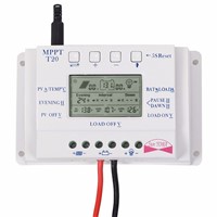Solar Charge Controller 12V 24V 20A Solar Panel Battery Regulator with Load Light and Timer Control Big LCD Display T20 Y-SOLAR