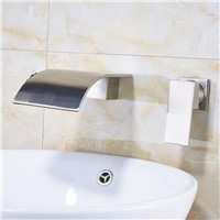 Contemporary Nickel Brushed Bathroom Sink Faucet One Handle Mixer Tap Wall Mount