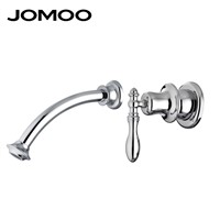 JOMOO Wall Mounted Bathroom Basin faucet Brass Chrome Waterfall Spout Sink Vessel Faucet Mixer wall faucet