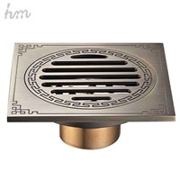 hm Waste Antique Floor Drain Brass Bathroom Accessory Euro Linear Shower Wire Strainer  Carved Cover Drains Drain Strainers