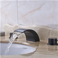 Vessel Waterfall Spout Dual Handles Bathroom Sink Faucet Mixer Tap Oil Rubbed Bronze For 8&amp;amp;quot; Sink