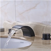 Vessel Waterfall Spout Dual Handles Bathroom Sink Faucet Mixer Tap Oil Rubbed Bronze For 8&quot; Sink