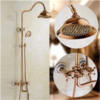 Xogolo Bathroom Luxury Mixer Shower Set 8&amp;amp;quot; Rain Showerhead, coming with Hand Spray, Rose Gold Color, Round Bar Mixer Shower Set