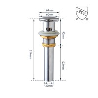 CUPC  Faucet Accessories Brass Clic-clac Pop up Drain Overflow