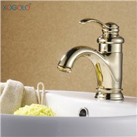 Xogolo Luxury Basin Tap Solid Brass Single Lever Mix Tap for Bathroom Sink, Gold Plated Hot And Cold Faucet  12077