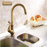XOXOKitchen taps/cozinha/faucet Antique Brass Swivel Spout Kitchen Faucet Single Handle Vessel Sink Mixer Tap 50041B