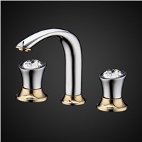 Luxury Solid Brass 8&amp;amp;quot; Widespread Basin Faucet 3pcs Set Widespread Lavatory Sink Vanity Faucet Mixer with Dual Diamond handles