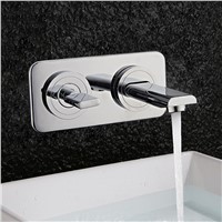 Wall Mounted Chrome Brass Bathroom Basin Faucet Vanity Sink Mixer Tap Single Handle 2 Holes In Wall Waterfall Basin Sink Tap