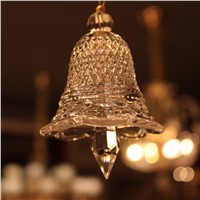 SOLFART  glass Small clear christmas bell crystal hanging drop Baccarat style chandelier glass crystal curtains