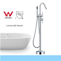 WELS AND CUPC  Chrome Finish Solid Brass Floor Standing Tub Shower Faucet with Hand Shower Head Bathroom Shower Systerm Set Bath