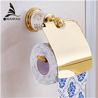 Paper Holders Golden Brass Toilet Paper Roll Holder with Cover Wall Mount Bathroom Fitting Bath Paper Tissue Storage Stand 87307