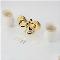 Top Quality Luxury European Style Antique Copper Ceramics  Toothbrush Tumbler&amp;amp;amp;Cup Holder with 2cups Wall Mounted Bath Product