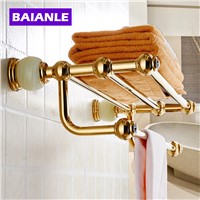 Wall Mounted Bath Towel Rack,Bathroom Accessories Products Jade Golden Towel Bar Towel Holder