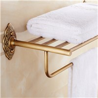 Good Quality Bathroom Bath Towel Shelf with Towel Bar Wall Mounted Brass Antique Towel Rack Towel Holder
