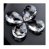 50pcs Clear Art Glass Drops Chandelier Pendant Lamp Hanging Prisms Multi Faceted Beads Home X&#39;mas Decor