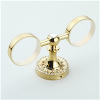 Antique Diamond Stone Gold Plated Double Cup Holder Brushing Toothbrush Cup Single Cup European Cup Bathroom Accessories