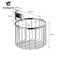 Yanjun Silver Brass Chrome Plated Bath Towel Holder Basket Storage Rack Accessories For Bathroom YJ-8887
