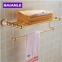 NEW Space Alumnium &amp; Ceramics Made Wall Mounted Bathroom Accessories Double Shelf Towel Rack Holder With Towel Bar