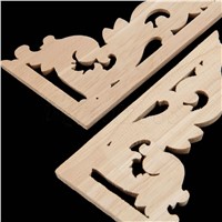 A Pair 13*7*0.8CM Left And Right  Wood Carved Corner Onlay Applique Unpainted Furniture Decor Frame Decal carpenter Decoration