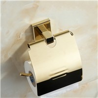 European Gold Solid Brass Toilet Paper Holder Vintage Copper Polished Roll Holder Tissue Box Mounting Bathroom Accessories Y68