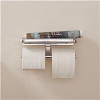 Bathroom aluminum double paper holder with phone shelf bathroom holder plate with Roll Holder,Tissue Holder With plate