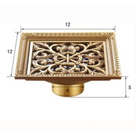 12*12cm Vintage antique floor drain Bathroom Square Shower Floor Drain Trap Waste Grate With Hair Strainer anti smelly drains