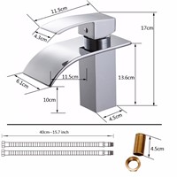 Bright Chrome Bathroom Basin Faucet Deck Mounted Vessel Sink Waterfall Mixer Tap Single Handle One Hole