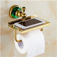 Luxury Design Bathroom Wall Mounted Golden Toilet Paper Holder Bar Mobile /phone Rack Roll Paper Tissue Shelf