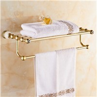 Jieshalang Gold Deluxe Towel Rack Copper European Towel Rack Suit Bathroom Accessories Jade Towel Rack 7005